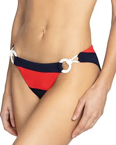 Robin Piccone Babe Side Tie Bikini Bottom In Navy Combo