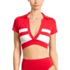 Robin Piccone Babe Stripe Short Sleeve Bikini Top