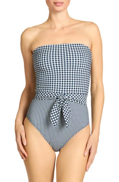 Robin Piccone Brigitte Strapless Tie Waist One-piece Swimsuit In Black