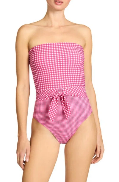 Robin Piccone Brigitte Strapless Tie Waist One-piece Swimsuit In Pink