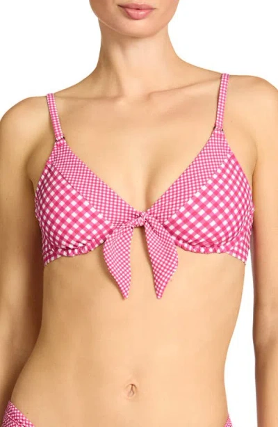 Robin Piccone Brigitte Tie Front Underwire Bikini Top In Pink