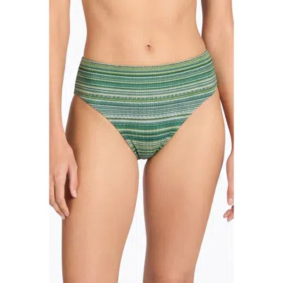 Robin Piccone Emilia High Waist Bikini Bottoms In Green
