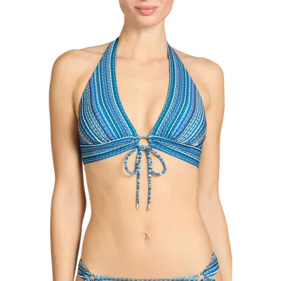 Robin Piccone Emilia Keyhole Bikini Top In Blue