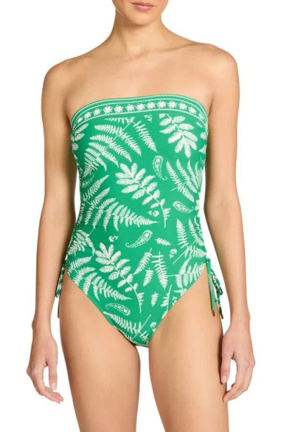Robin Piccone Hailey Bandeau One-piece Swimsuit In Green