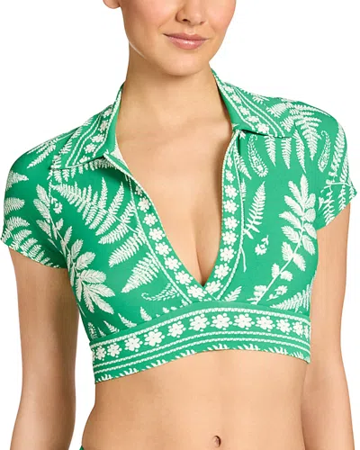 Robin Piccone Hailey T Shirt Plunge Bikini Top In Green
