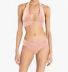 Robin Piccone Halter Roxy Twist Bikini Bottom In Blush In Gold