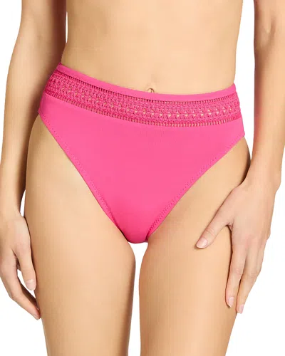 Robin Piccone Isabelle High Waist Bikini Bottoms In Pink
