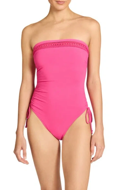 Robin Piccone Isabelle Ruched Strapless One-piece Swimsuit In Pink