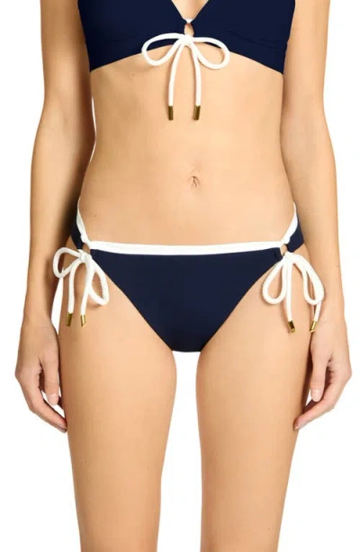 Robin Piccone Jacqui Side Tie Bikini Bottoms In Blue