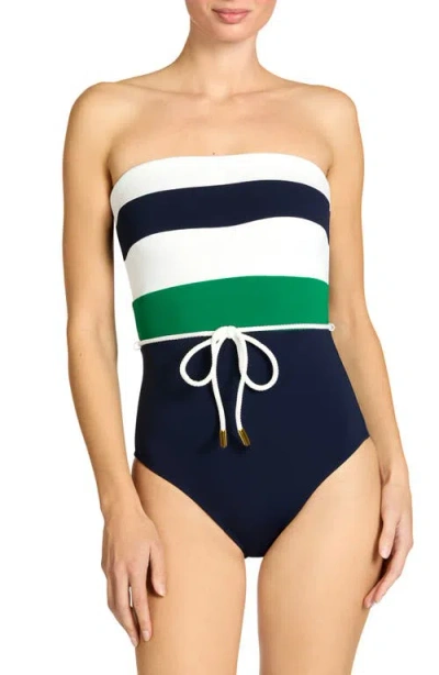 Robin Piccone Jacqui Strapless Bandeau One-piece Swimsuit In Blue