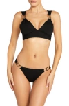Robin Piccone Jane Chain Plunge Bikini Top In Black