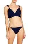 Robin Piccone Jane Chain Plunge Bikini Top In Navy