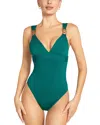 Robin Piccone Jane Plunge One Piece Swimsuit In Malachite