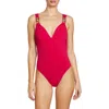 Robin Piccone Jane Plunge One-piece Swimsuit In Rose