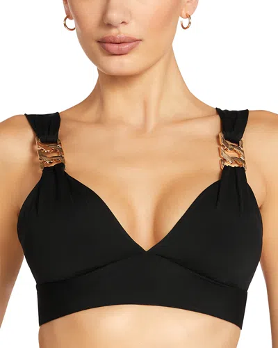 Robin Piccone Jane V Neck Plunge Bikini Top In Black