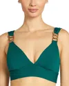 Robin Piccone Jane V Neck Plunge Bikini Top In Malachite