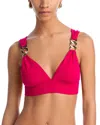Robin Piccone Jane V Neck Plunge Bikini Top In Rose