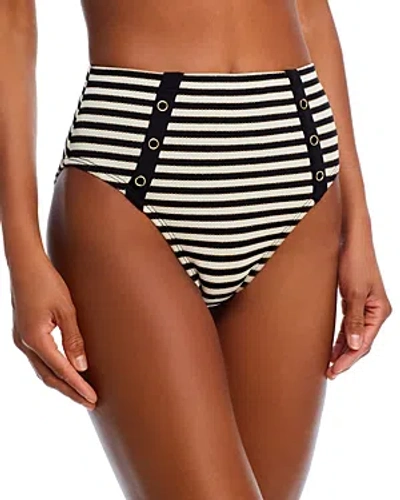 Robin Piccone Jules High Waist Bikini Bottoms In White