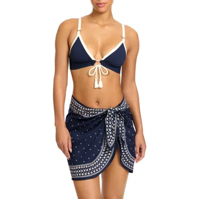 Robin Piccone Juno Print Cotton Cover-up Pareo In Blue