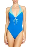 Robin Piccone Keely Keyhole One-piece Swimsuit In Cool