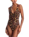 Robin Piccone Leopard Print One Piece Swimsuit In Multi