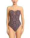 Robin Piccone Maggy Bandeau One-piece Swimsuit In Blue