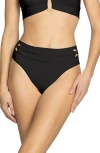 Robin Piccone Margot High Waist Bikini Bottoms In Black