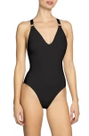 Robin Piccone Women's Margot Raffia O-ring One-piece In Black
