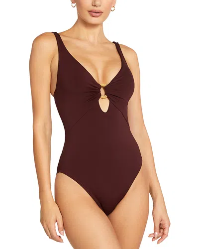 Robin Piccone Margot Lingerie Strap One Piece Swimsuit In Carob