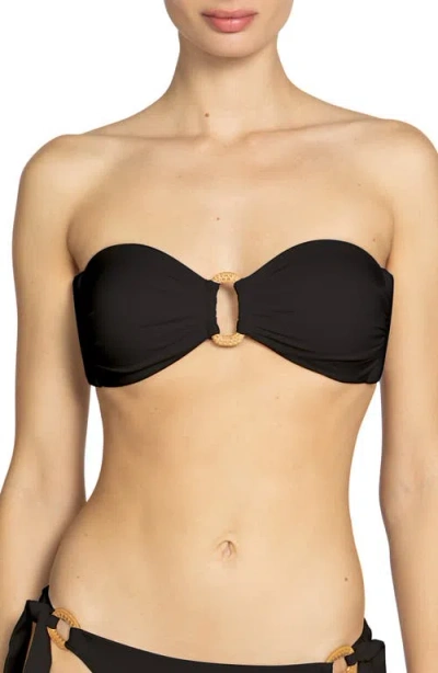Robin Piccone Margot Ring Bandeau Bikini Top In Black