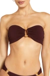 Robin Piccone Margot Ring Bandeau Bikini Top In Carob