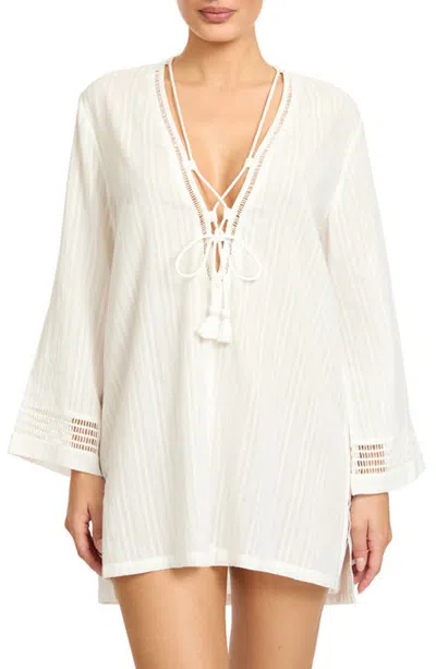 Robin Piccone Marina Lace-up Cover-up Tunic In White