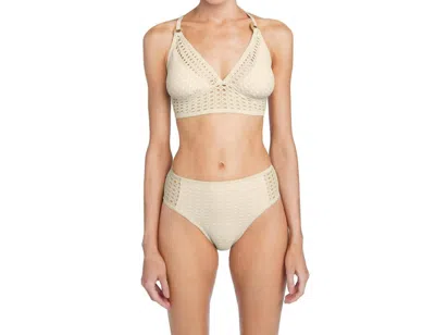 Robin Piccone Marlow High Waist Bikini Bottoms In Ecru In White