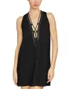 Robin Piccone Michel Lace-up Cover-up Tunic In Black