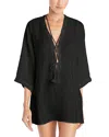 Robin Piccone Natalie Front Tie Tunic Swim Cover-up In Black