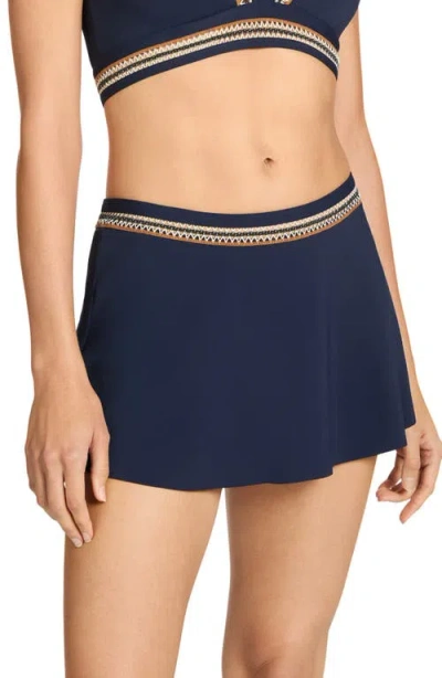Robin Piccone Nova Skirted Bikini Bottoms In Blue