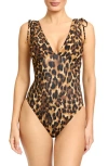 Robin Piccone Olivia Plunge Neck One-piece Swimsuit In Multi