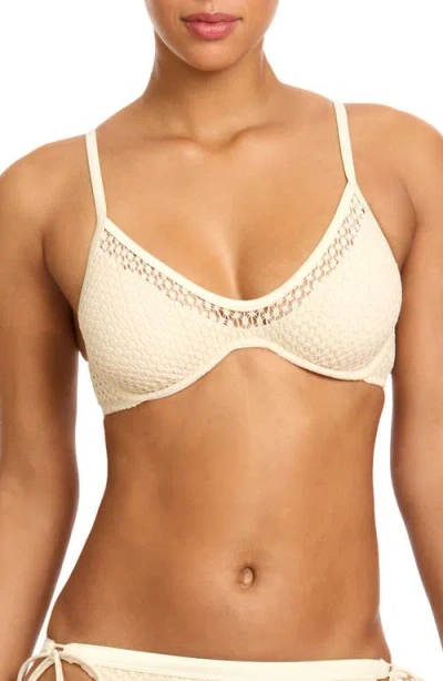 Robin Piccone Open Stitch Triangle Bikini Top In Neutral