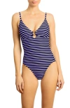 Robin Piccone Parker Ring One-piece Swimsuit In Blue