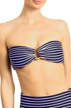 Robin Piccone Parker Stripe Bandeau Bikini Top In Blue