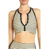Robin Piccone Parker Stripe Bikini Top In Ecru/black