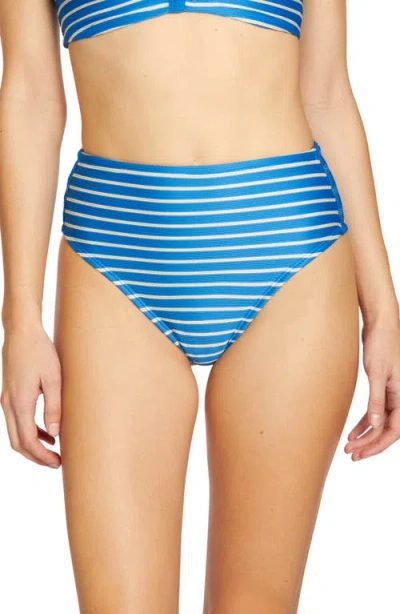 ROBIN PICCONE ROBIN PICCONE PARKER STRIPE HIGH WAIST RIB BIKINI BOTTOMS