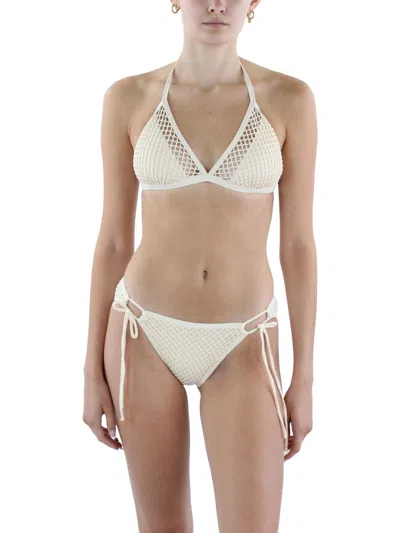 Robin Piccone Pua Womens Solid Rayon Bikini Swim Top In White