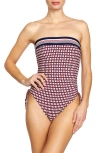 Robin Piccone Simone Bandeau One-piece Swimsuit In Navy/red