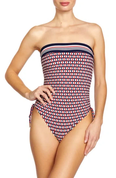 Robin Piccone Simone Bandeau One-piece Swimsuit In Navy/red