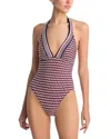 Robin Piccone Simone One Piece Swimsuit In Navy/red