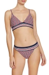 Robin Piccone Simone Triangle Bikini Top In Navy/red