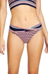 Robin Piccone Simone Twist Hipster Bikini Bottoms In Navy/red