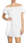 Robin Piccone Summer Ruffle Off The Shoulder Cover-up Dress In White