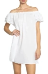 Robin Piccone Summer Ruffle Off The Shoulder Cover-up Dress In White